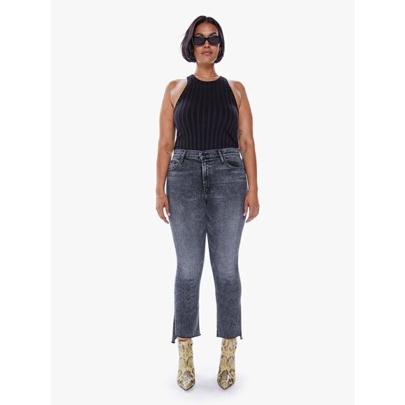 MOTHER The Insider Crop Step Fray Cropped Bootcut Jeans Train Stops Size 26 - Picture 3 of 14